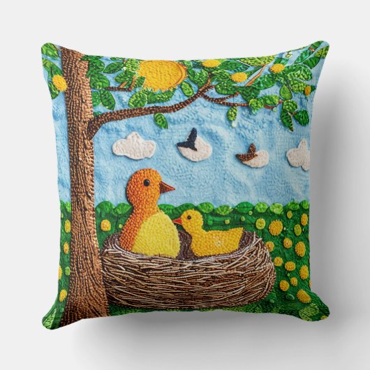 Schattigee gele vogels kussen (Achterkant)