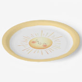 Schattigee gele Waterverf Boho lachende zonneschij Papieren Bordje (Gekanteld)