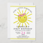 Schattigee Gele Zonneschijn 1e Verjaardagsfeest Kaart (Voorkant)