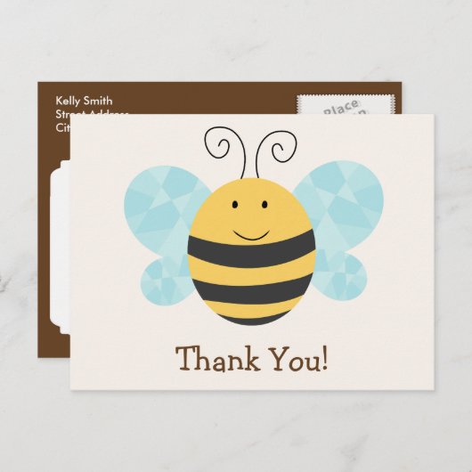 Schattigee Gele & Zwarte bij Dank u Briefkaart (Voorkant / Achterkant)