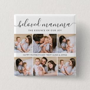 Schattigee Geliefde Mamma Moeder Moederdag Fotocol Vierkante Button 5,1 Cm