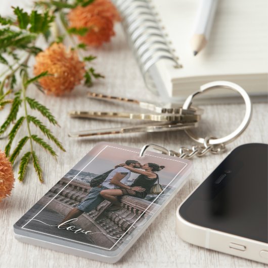 Schattigee geliefden paar Afbeelding eenvoudige li Sleutelhanger (Voorkant Rechts)