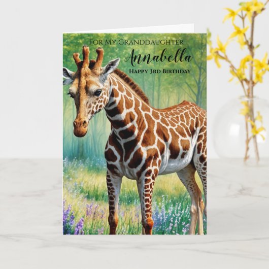 Schattigee Gelukkige 3e Verjaardag Kleindochter Sc Kaart (Gele Bloem)