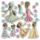 Schattigee Gelukkige Afrikaans-Amerikaanse Prinses Sticker (Voorkant)