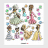 Schattigee Gelukkige Afrikaans-Amerikaanse Prinses Sticker (Vel)