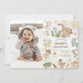 Schattigee gelukkige dinosaurussen 2e tweede verja kaart (Voorkant)