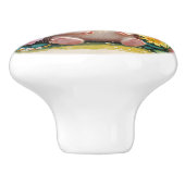 Schattigee gelukkige egel met bloemen keramische knop (Zijkant)