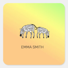 Schattigee gelukkige Keniaanse zebra's Vierkante Sticker