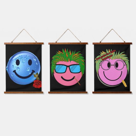 SCHATTIGEE GELUKKIGE MENSEN! HANGEND WANDKLEED (Driedubbel)