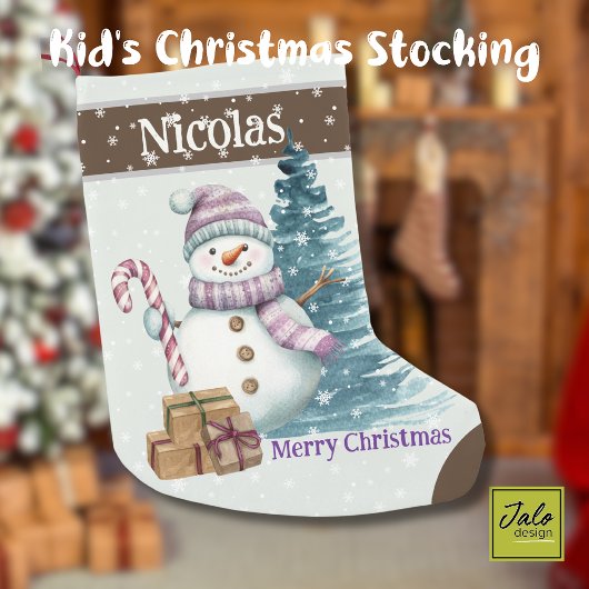 Schattigee Gelukkige Paarse Sneeuwman met Cadeaus Kleine Kerstsok