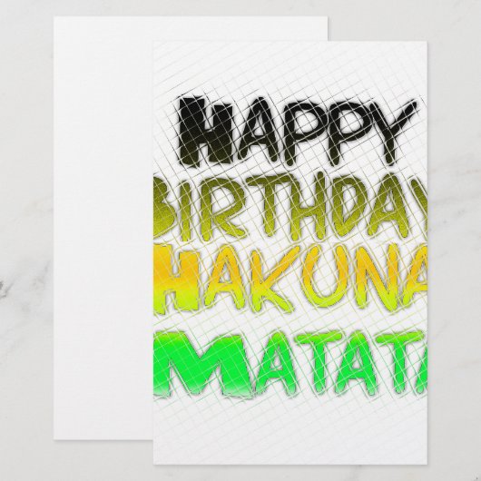 Schattigee Gelukkige Verjaardag Hakunamatata Inspi Briefpapier (Voorkant / Achterkant)