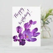 Schattigee Gelukkige Verjaardag paarse krokuskaart Kaart (Staand voorkant)
