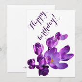 Schattigee Gelukkige Verjaardag paarse krokuskaart Kaart (Voorkant / Achterkant)