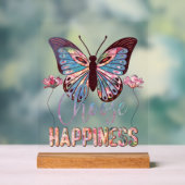 Schattigee geluksinspiratie vlinder acryl bord (Neutraal)