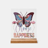 Schattigee geluksinspiratie vlinder acryl bord (Voorkant)