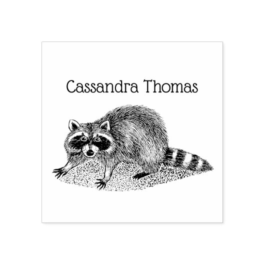 Schattigee gemaskerde wasbeer naam rubberstempel (Afrduk)