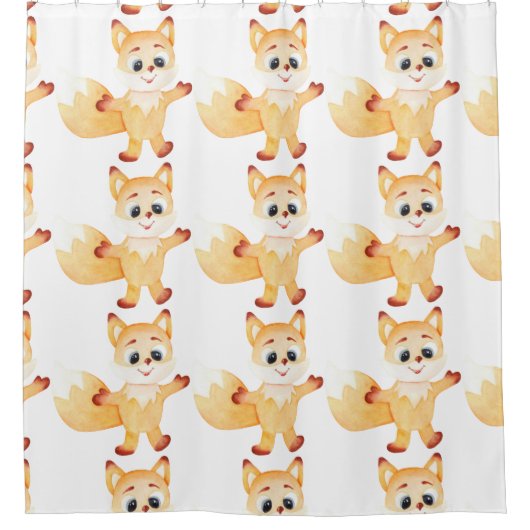 Schattigee gember fox cartoon illustratie douchegordijn (Voorkant)