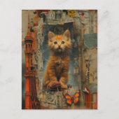 Schattigee gember kitten gemengde media collage Br Briefkaart (Voorkant)