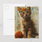 Schattigee gember kitten in garen collage Briefkaa Briefkaart (Voorkant / Achterkant)