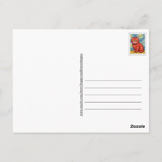 Schattigee gemberkat in de stijl van Van Gogh Brie Briefkaart (Achterkant)