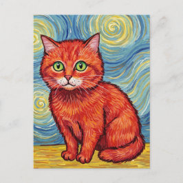 Schattigee gemberkat in de stijl van Van Gogh Brie Briefkaart