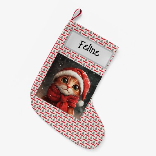 Schattigee gemberkat, kerst, Gepersonaliseerd met Kleine Kerstsok (Voorkant (Hangend))