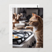 Schattigee gemberkat kookeitjes voor het ontbijt briefkaart (Voorkant / Achterkant)