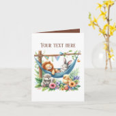 Schattigee gemengde babydieren voeg tekst toe voor kaart (Gele Bloem)