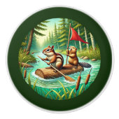 Schattigee gemengde bosdieren keramische knop (Voorkant)