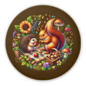 Schattigee gemengde bosdieren keramische knop (Voorkant)