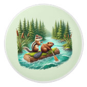 Schattigee gemengde bosrijke dierenvrienden keramische knop (Voorkant)