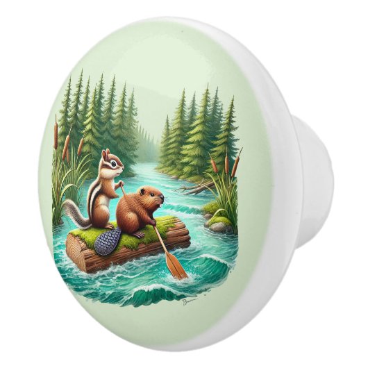 Schattigee gemengde bosrijke dierenvrienden keramische knop (Rechts)