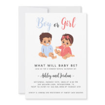 Schattigee Gender Reveal Invitation Blauw & Roze B