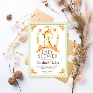 Schattigee Genderneutrale Giraffe Baby shower Uitn Kaart