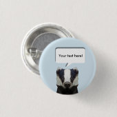 Schattigee geometrische dassenblauwe spraakbel ronde button 3,2 cm (Voorkant /achterkant)