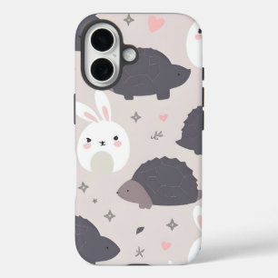 Schattigee geometrische dieren in Pastel iPhone 16 Hoesje