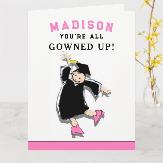 Schattigee gepersonaliseerde Afstuderen Kaart (Gele Bloem)