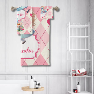 Schattigee gepersonaliseerde Alice in Wonderland Bad Handdoek