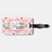 Schattigee gepersonaliseerde Alice in Wonderland Bagagelabel (Achterkant horizontaal)