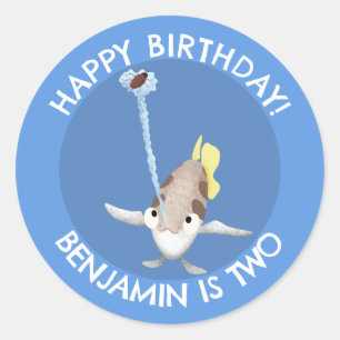Schattigee gepersonaliseerde Archerfish cartoon ve Ronde Sticker