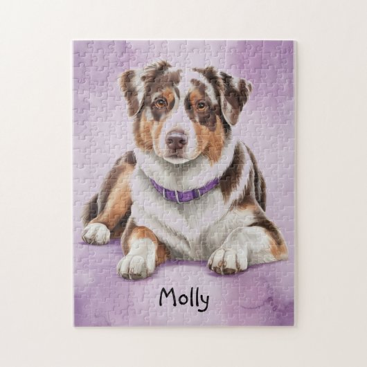 Schattigee gepersonaliseerde Australian Shepherd Legpuzzel (Verticaal)