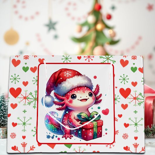 Schattigee gepersonaliseerde Axolotl Christmas Groot Cadeauzakje