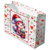 Schattigee gepersonaliseerde Axolotl Christmas Groot Cadeauzakje (Voorkant Gekanteld)