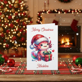 Schattigee gepersonaliseerde Axolotl kerstkleurpla Kaart
