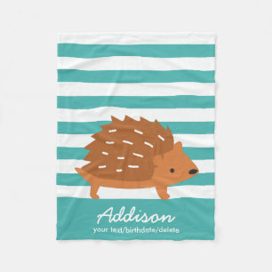 Schattigee Gepersonaliseerde Baby Egel Dier Gestre Fleece Deken