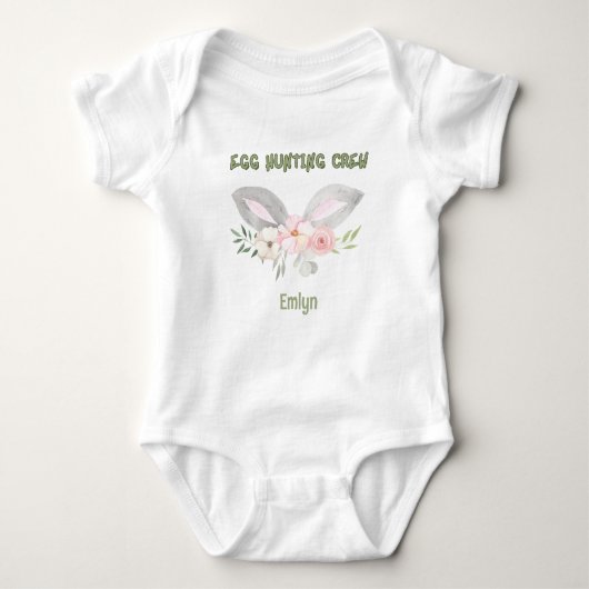 Schattigee gepersonaliseerde Baby Egg Hunting Crew Romper (Voorkant)