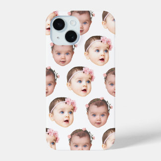 Schattigee gepersonaliseerde Baby Face 2 foto's wi iPhone 15 Case