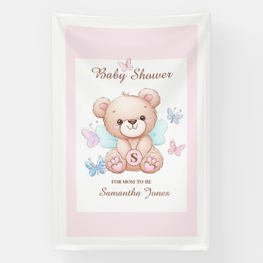 Schattigee gepersonaliseerde Baby shower banner (Verticaal)