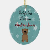 Schattigee gepersonaliseerde baby's eerste kerst B Keramisch Ornament (Rechts)