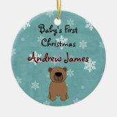 Schattigee gepersonaliseerde baby's eerste kerst B Keramisch Ornament (Voorkant)